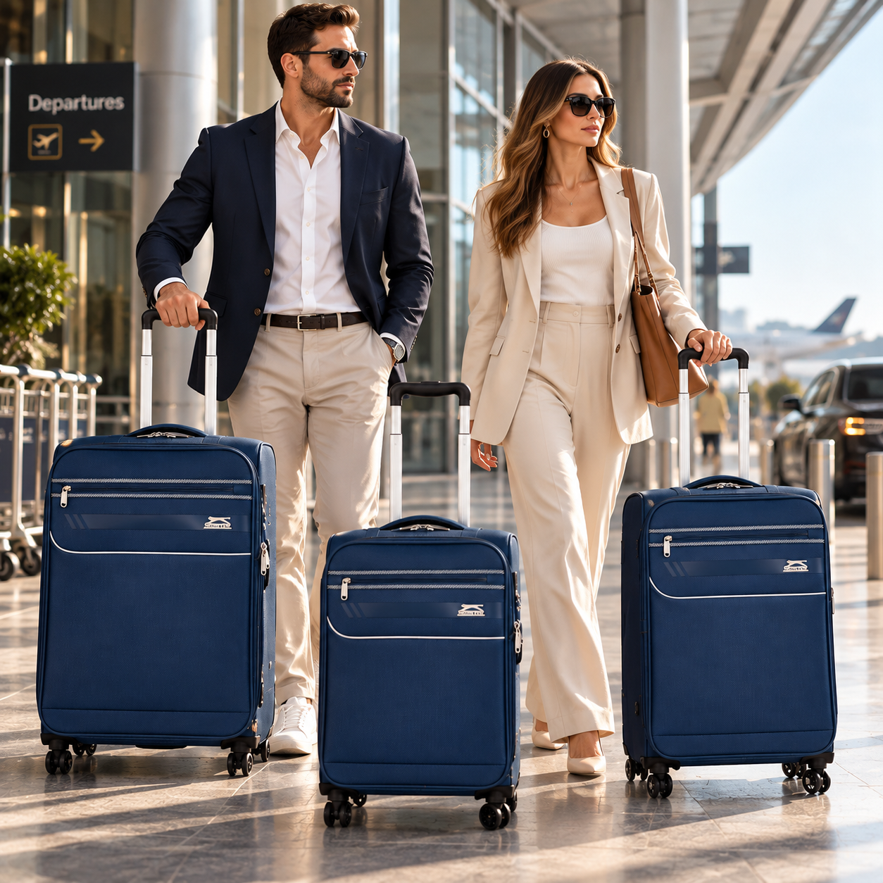 סט מזוודות בד יוקרתי דגם B-lite II מבית SLAZENGER צבע כחול – תמונה 2