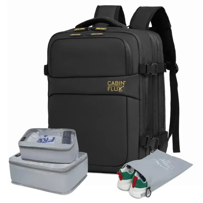 תיק עליה למטוס 40x30x20 Iconic™ מבית ®CABIN FLUX + קוביות אריזה. צבע שחור