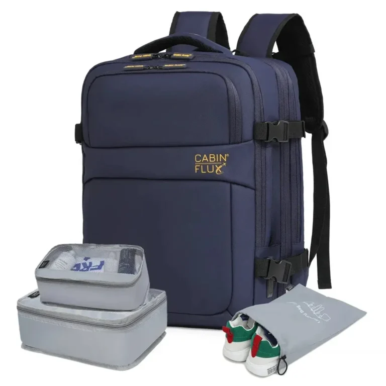 תיק עליה למטוס 40x30x20 Iconic™ מבית ®CABIN FLUX + קוביות אריזה. צבע כחול