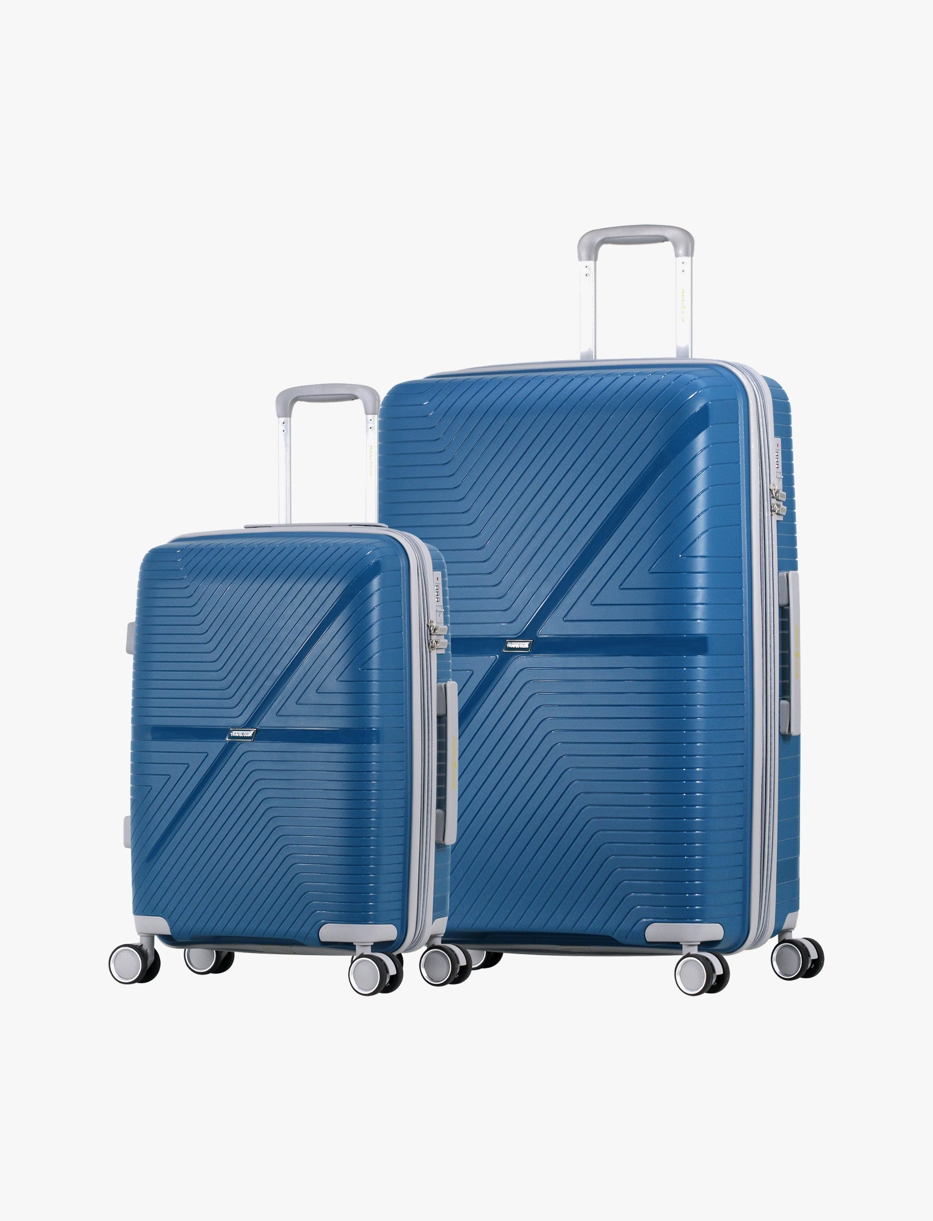 Travel Club - סט זוג מזוודות קשיחות 20/28 אינץ' בצבע כחול אגם